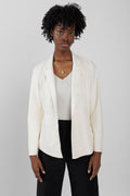 GIORGIO BRATO Leather Blazer Jacket in Off White