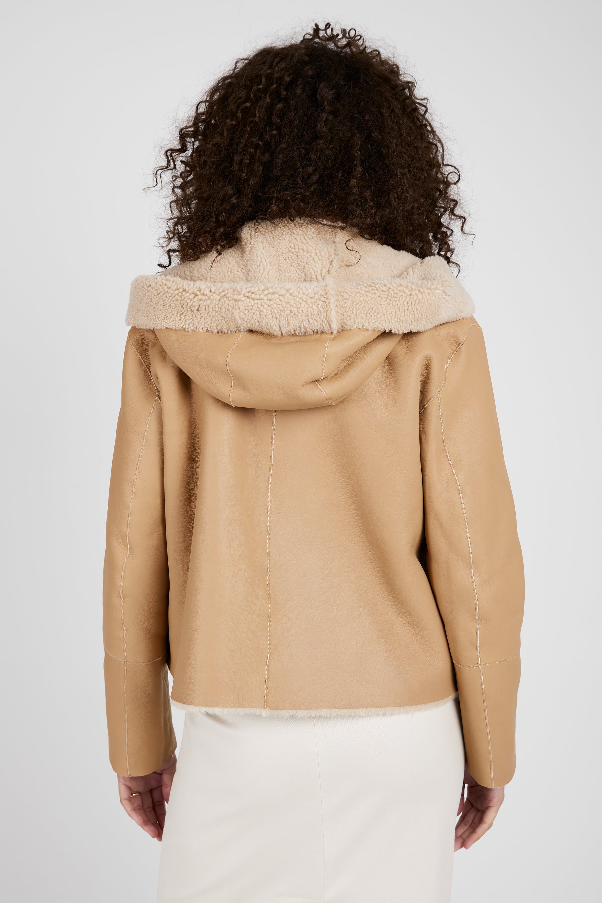 GIORGIO BRATO Reversible Shearling Waist Coat in Mandorla