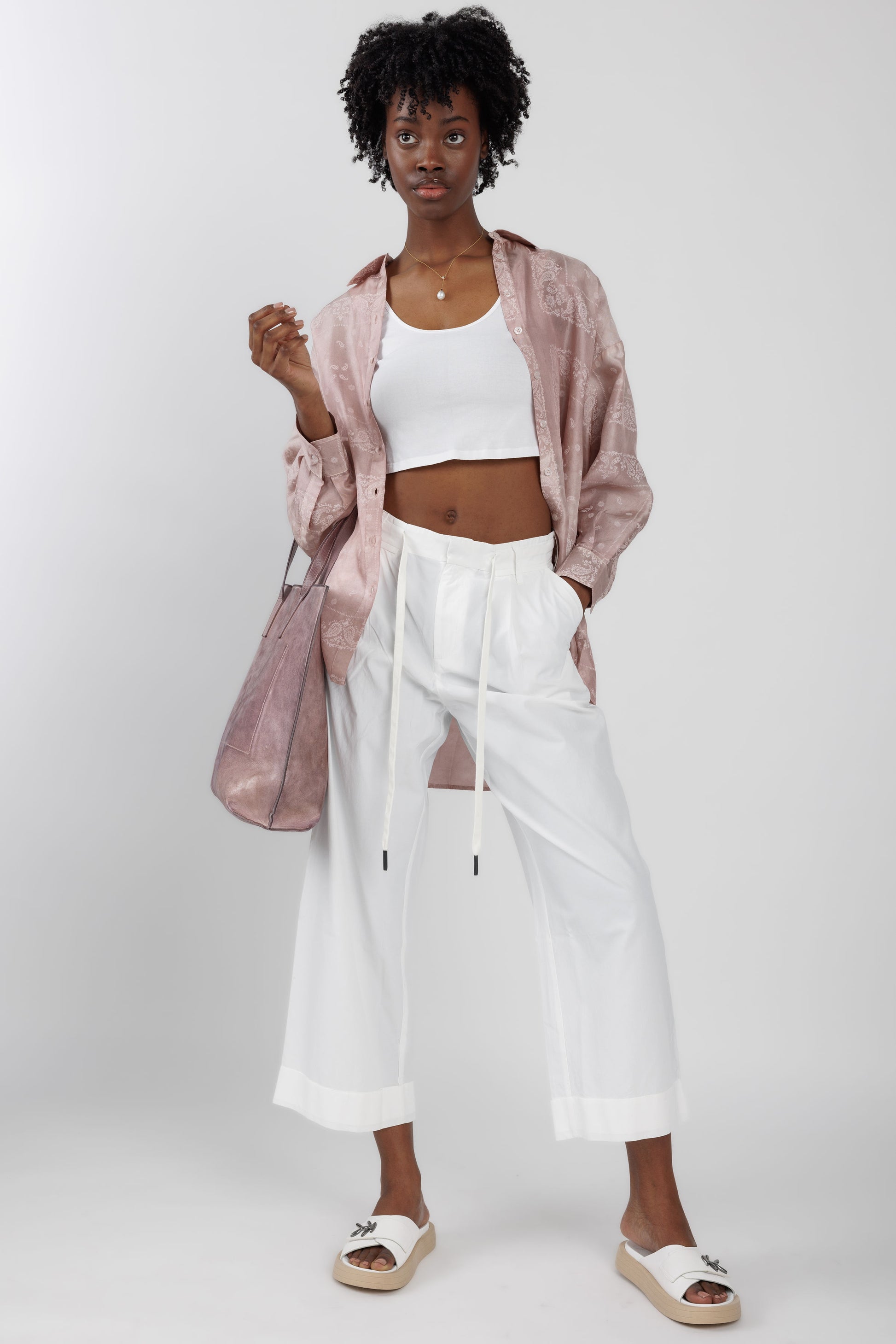 ANDREA YA'AQOV Cropped Pant in White