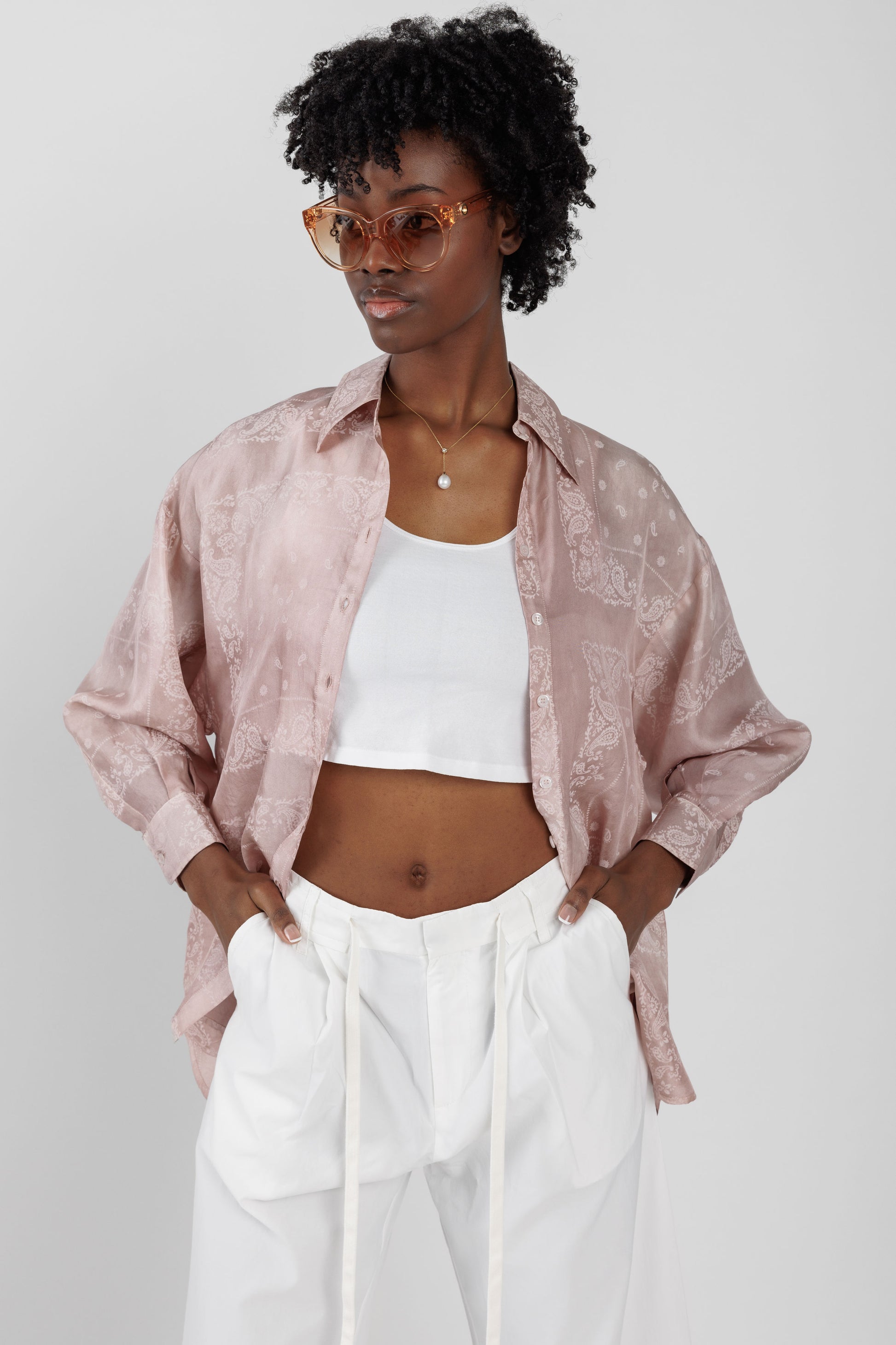 GIORGIO BRATO Silk Shirt in Blush