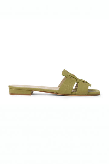 Leather Slides in Martellato Prato
