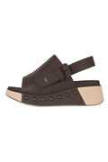 HENRY BEGUELIN Leather Wedge Sandal in Martellato Moro