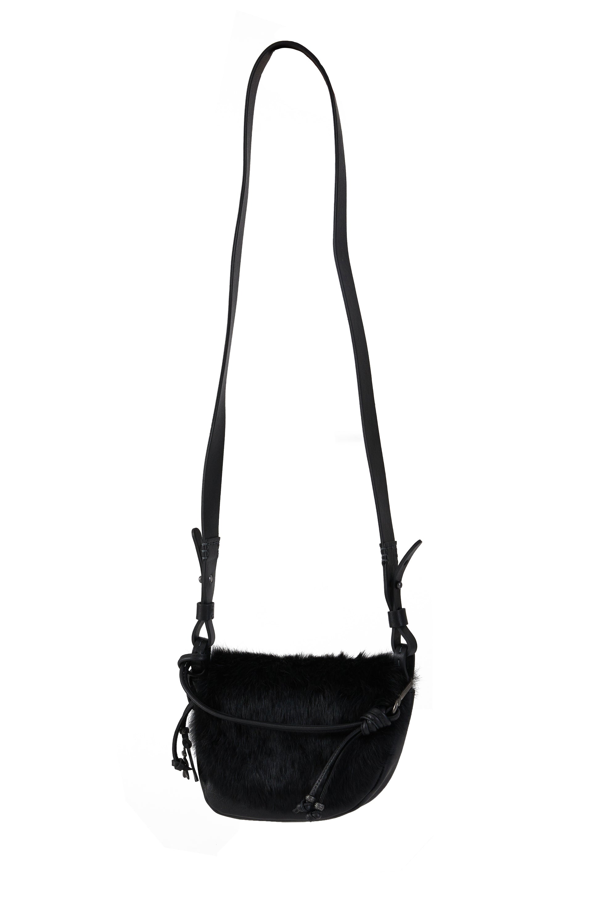 HENRY BEGUELIN Marinella Messico Small Leather and Fur Bag in Lapin Nero