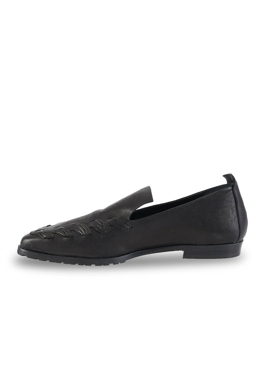 HENRY BEGUELIN Old Iron Ricamo Leather Loafer in Nero