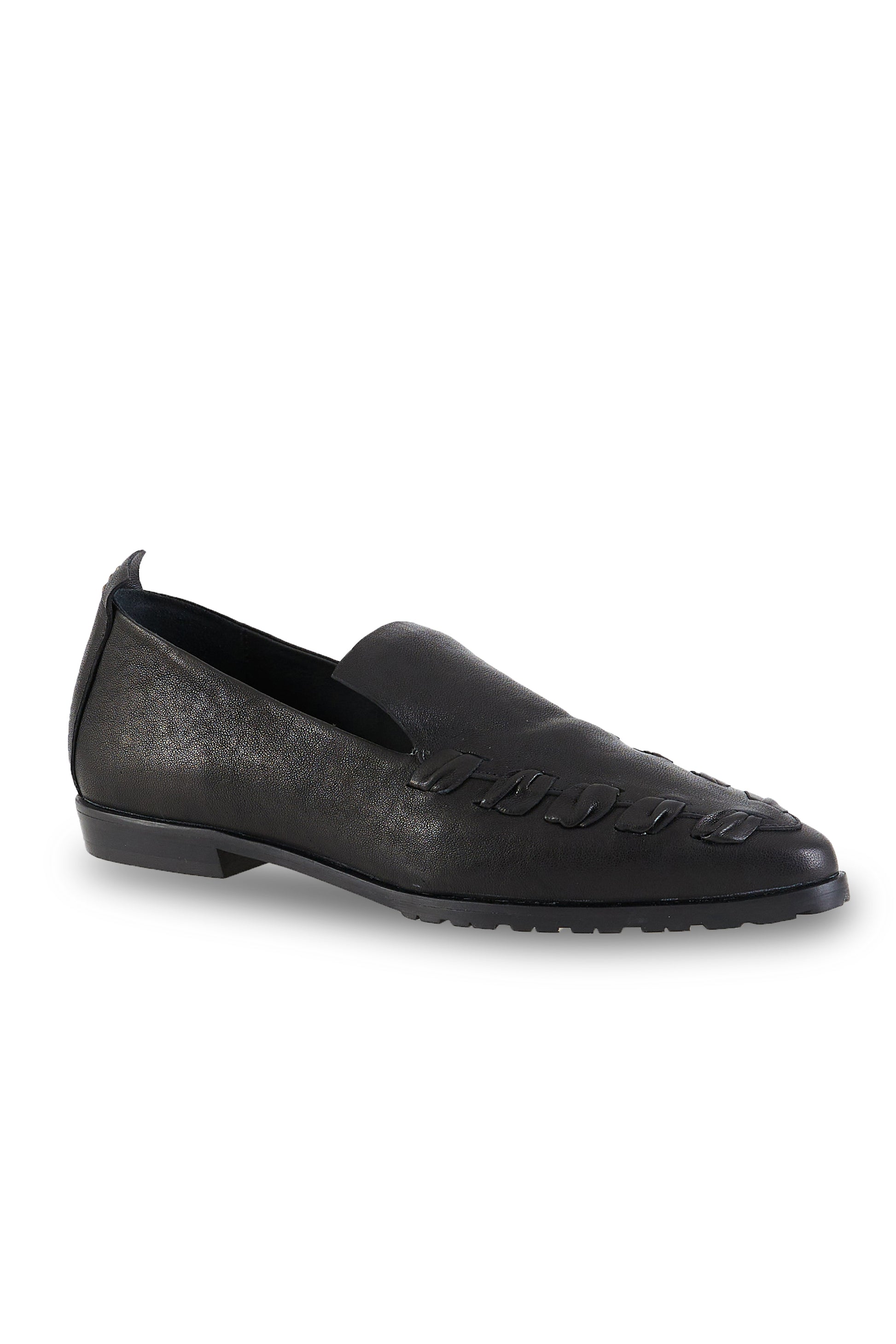 HENRY BEGUELIN Old Iron Ricamo Leather Loafer in Nero