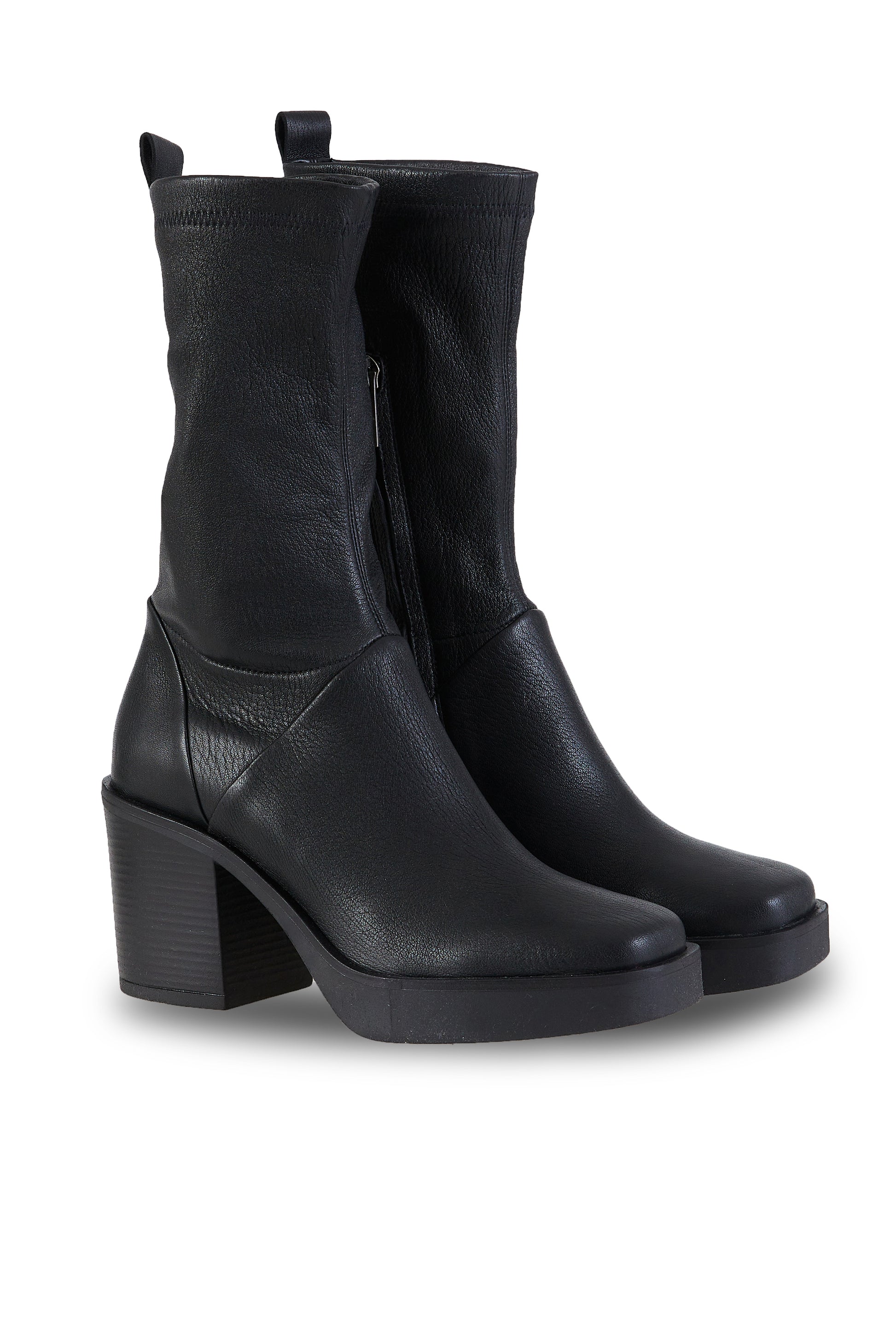 HENRY BEGUELIN Old Iron Stretch Leather Boot in Nero