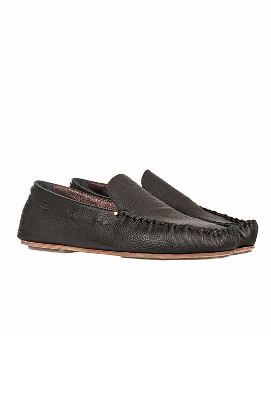 HENRY BEGUELIN Printed Muflone Leather Moccasin in Moro