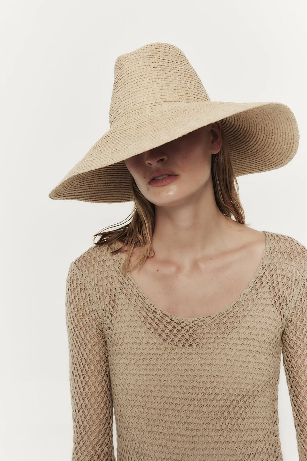 JANESSA LEONÉ Tinsley Wide Brim Hat in Natural