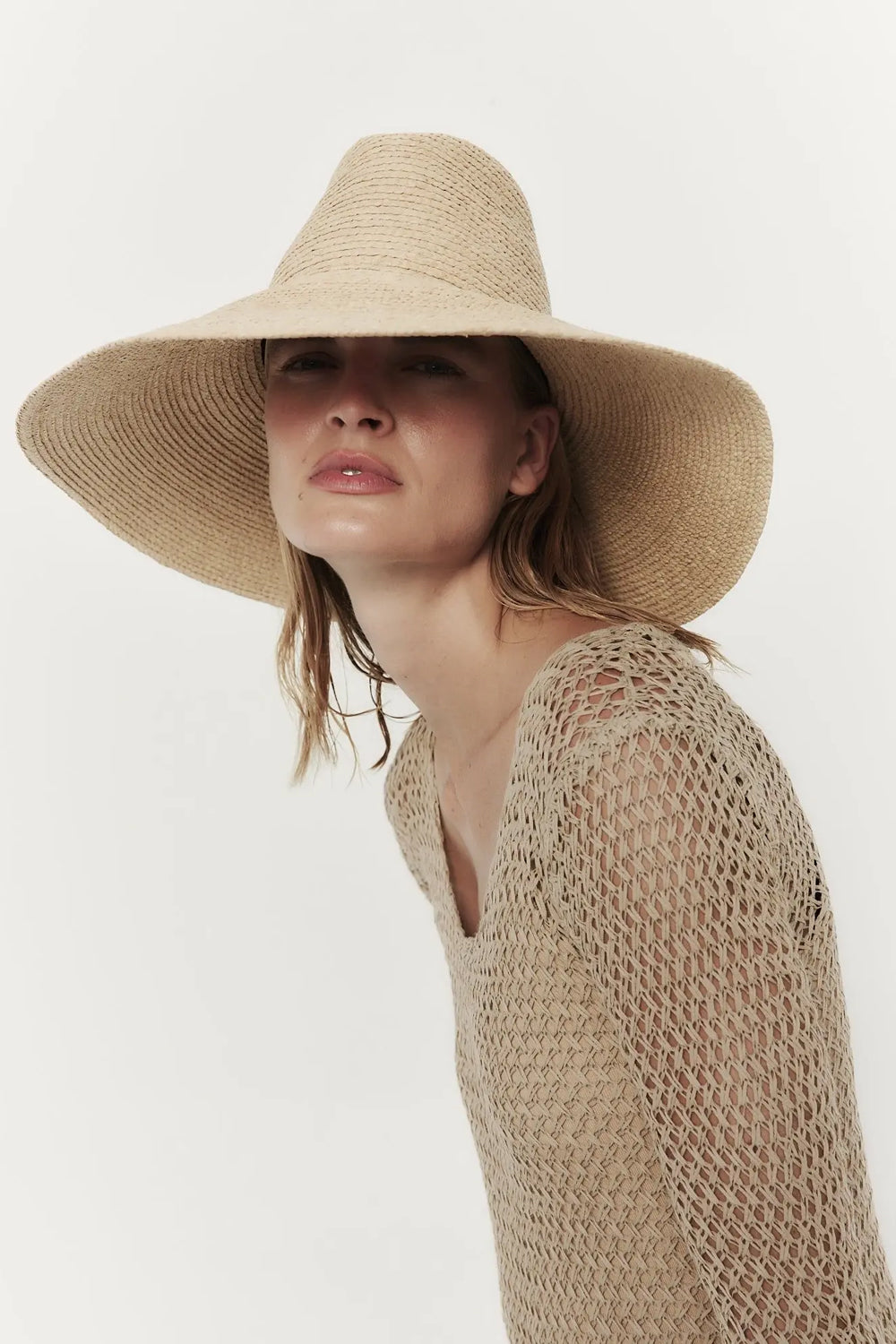 JANESSA LEONÉ Tinsley Wide Brim Hat in Natural