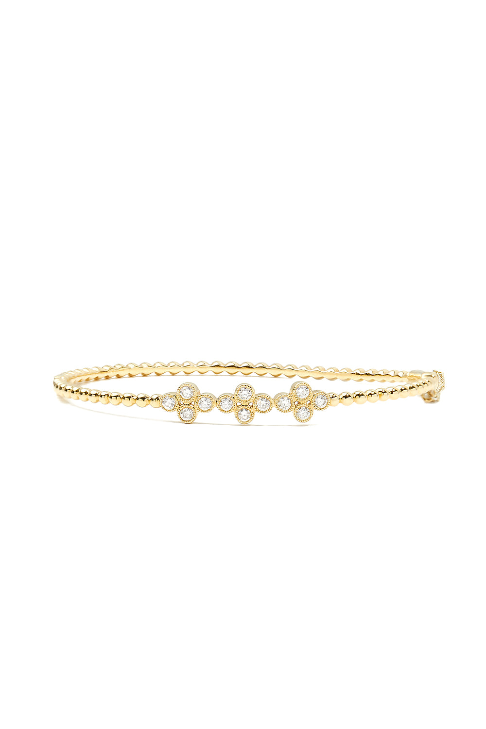 L.A. STEIN Diamond Fluerette Bangle in 18k Yellow Gold