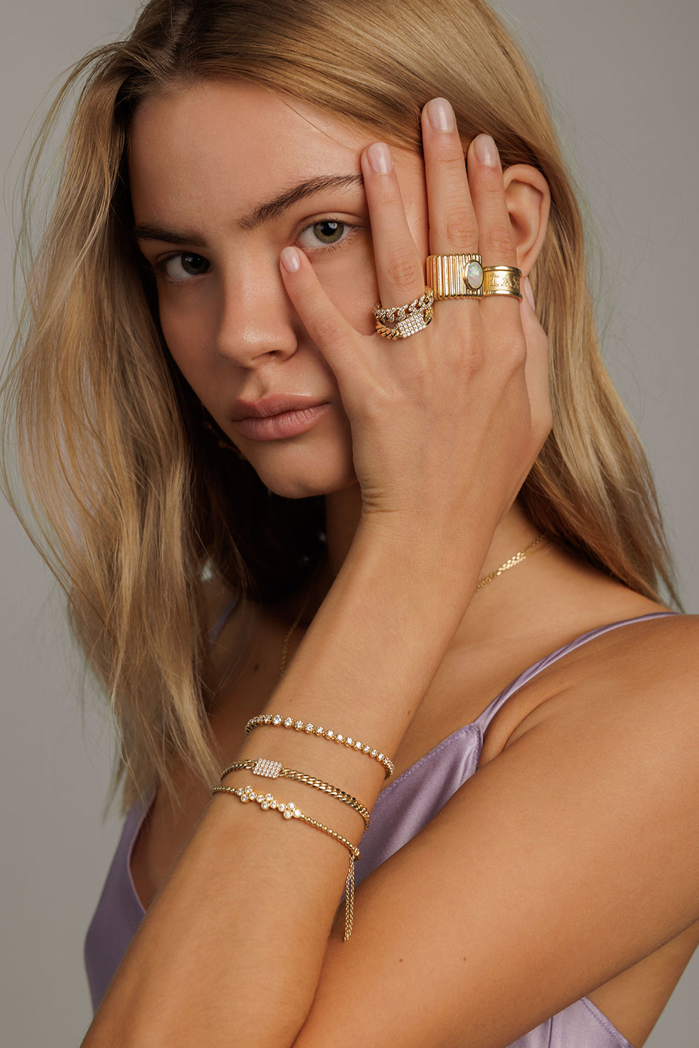 L.A. STEIN Diamond Fluerette Bangle in 18k Yellow Gold