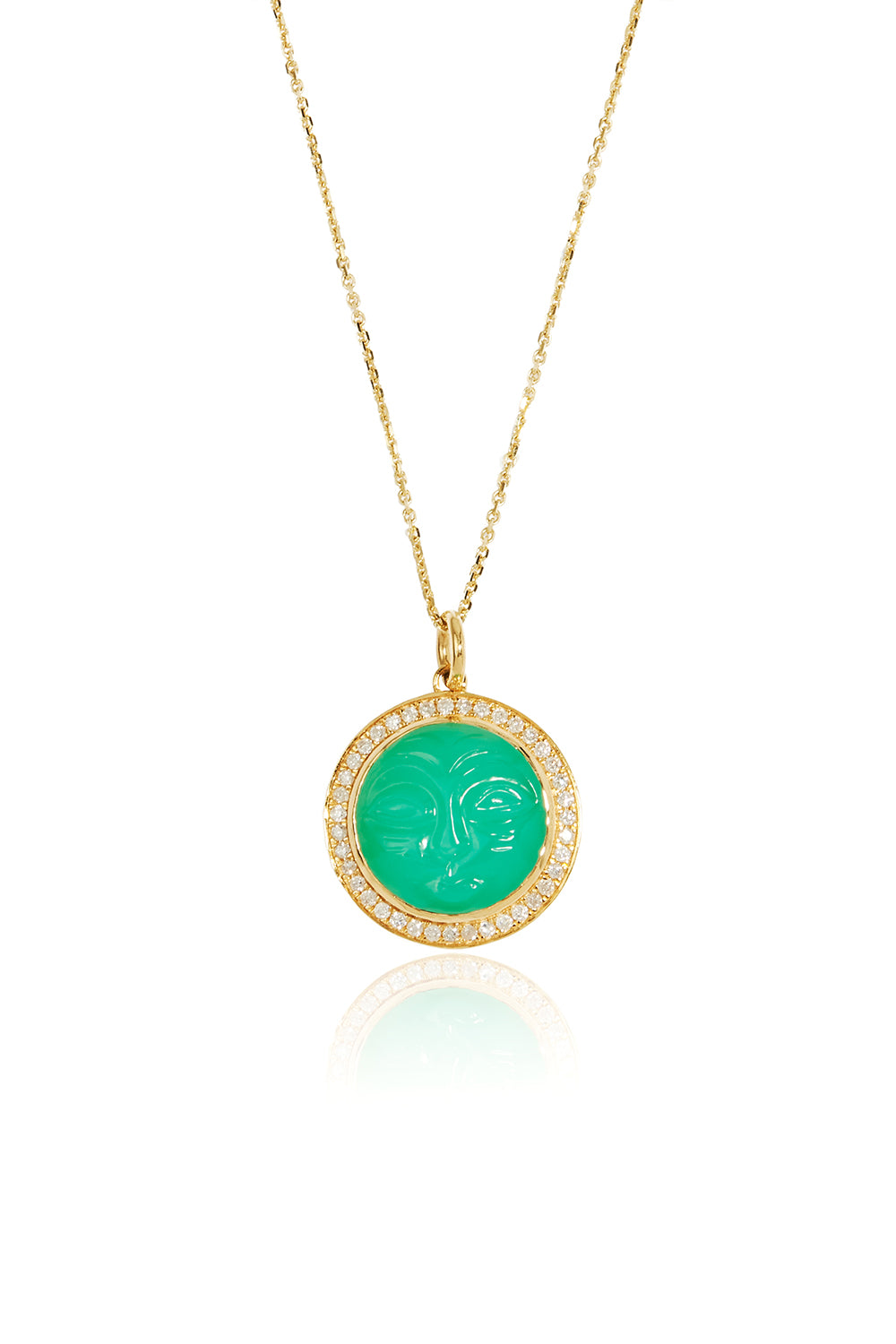 L.A. STEIN Diamond Man in the Moon Chrysophase Pendant Necklace