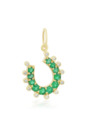 Emerald Horseshoe Pendant in 14k Gold