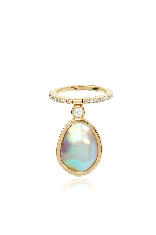 L.A. STEIN Sea of Cortez Pearl and Diamond Flip Ring in 18k Yellow Gold