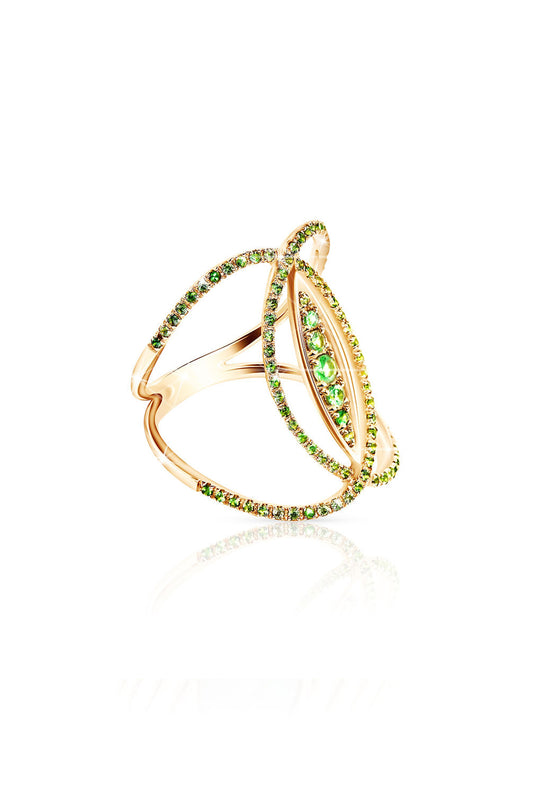 L.A. STEIN Tsavorite Marquis Ring in 18k Yellow Gold