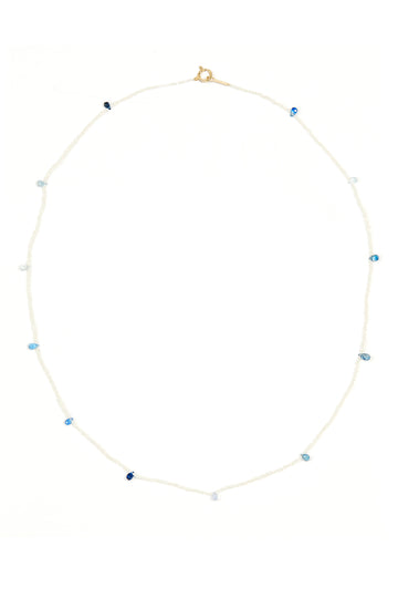 L.A. STEIN Sapphire and Keshi Pearl Beaded Necklace