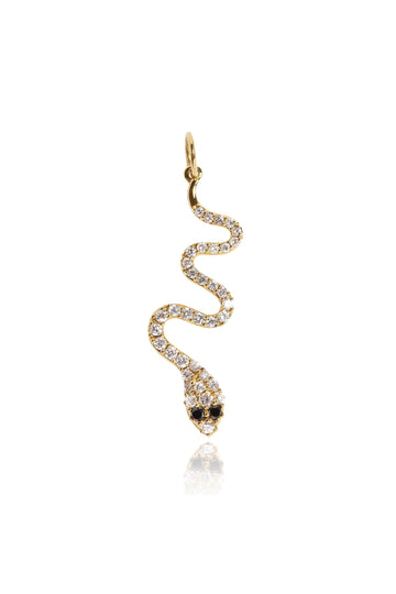Diamond Pave Snake Pendant in 14k Yellow Gold