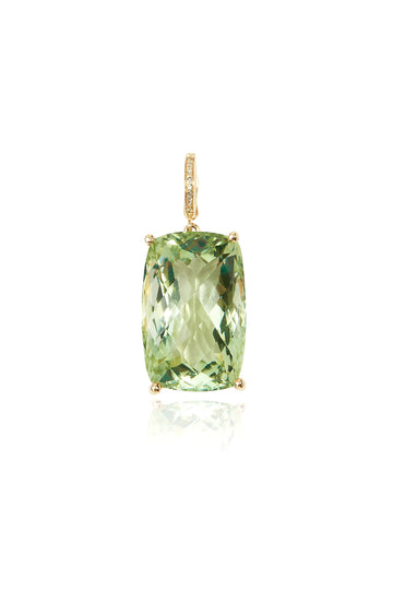 L.A. STEIN Large Diamond Green Amethyst Pendant in Yellow Gold