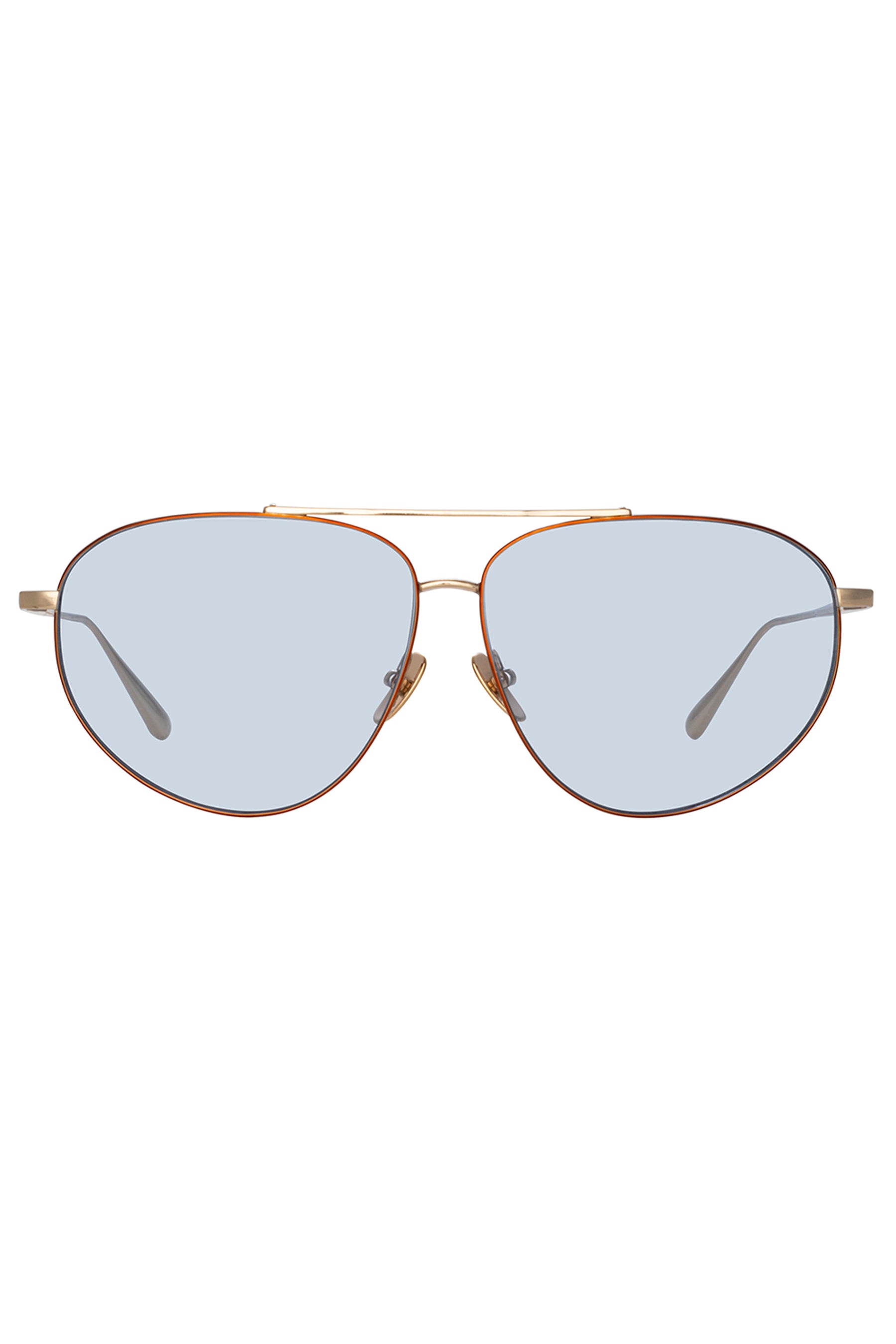 LINDA FARROW Gabriel Oversized Sunglasses in Light Gold and Blue