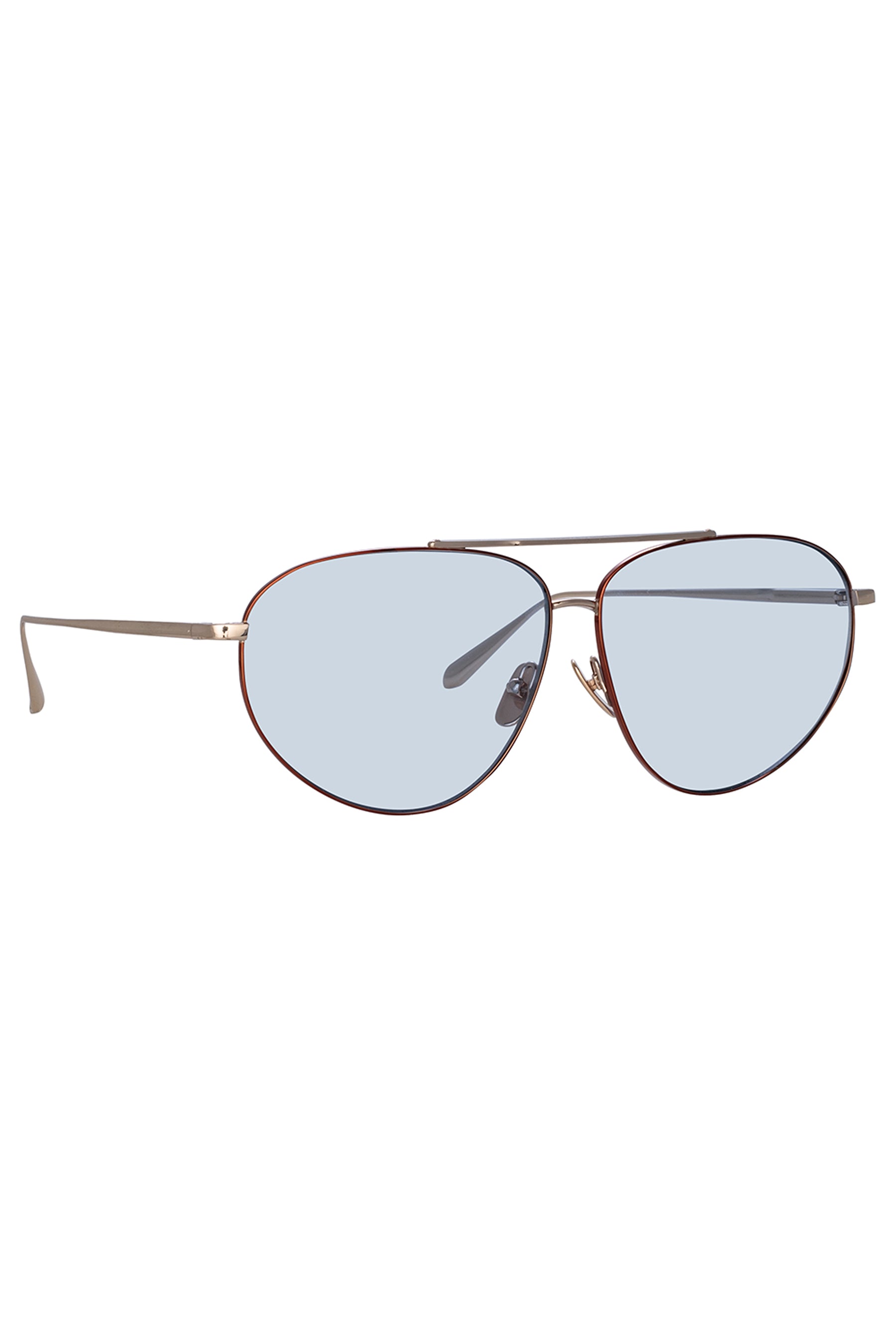 LINDA FARROW Gabriel Oversized Sunglasses in Light Gold and Blue