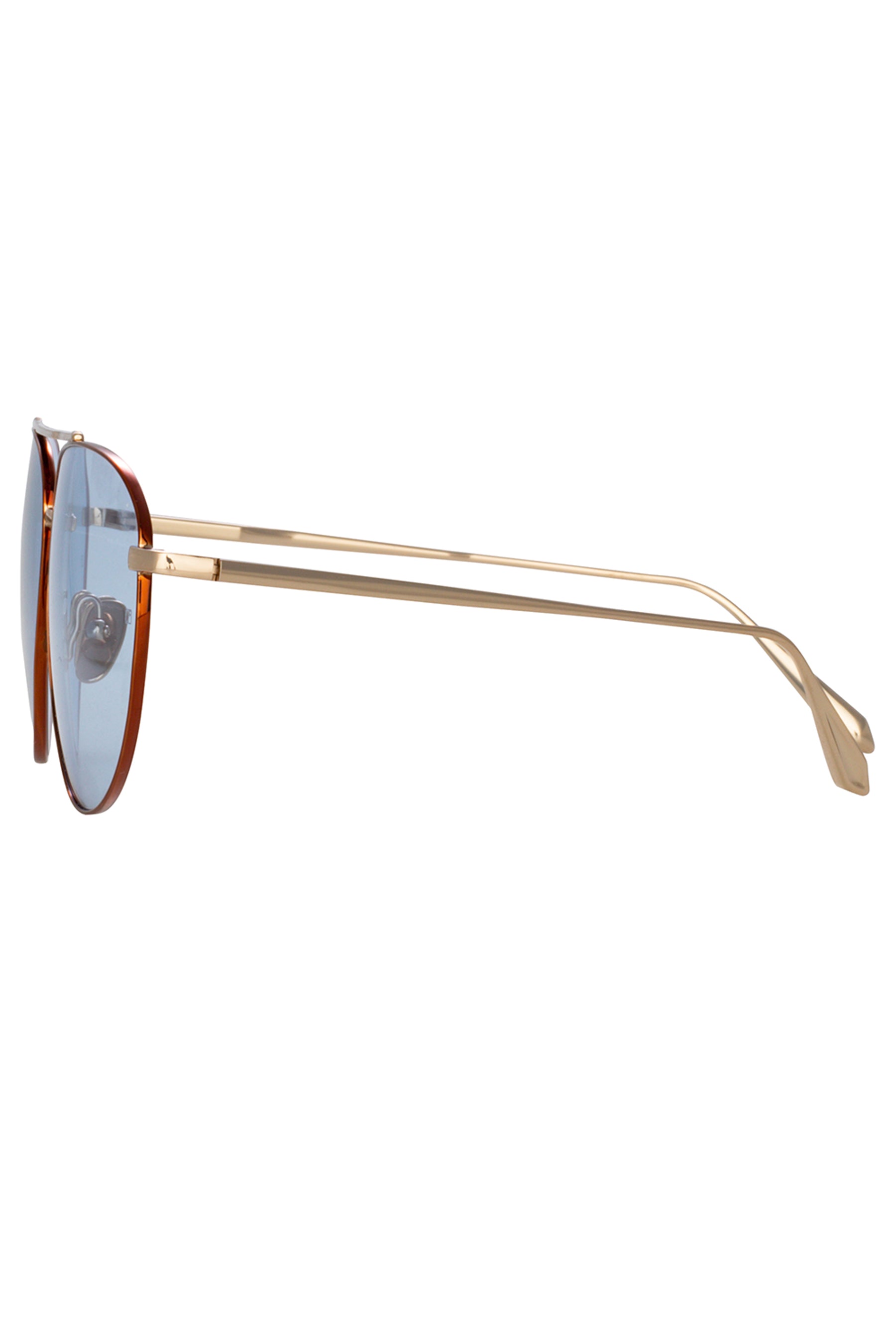 LINDA FARROW Gabriel Oversized Sunglasses in Light Gold and Blue