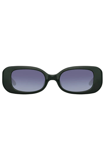 LINDA FARROW Lola Rectangular Sunglasses in Forest Green
