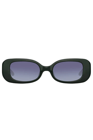 LINDA FARROW Lola Rectangular Sunglasses in Forest Green