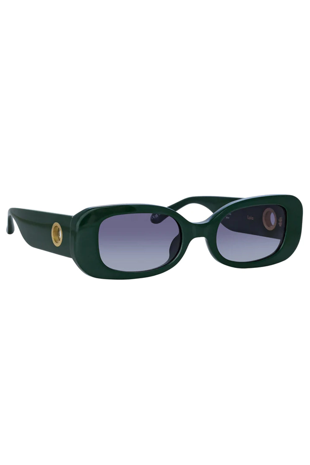 LINDA FARROW Lola Rectangular Sunglasses in Forest Green