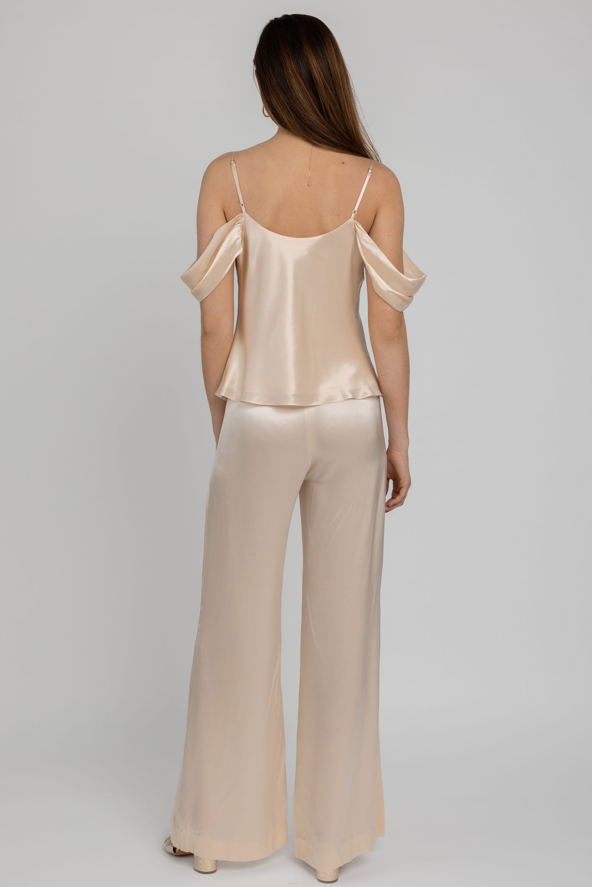 L'AGENCE Ellington Draped Sleeve Camisole in Pearl