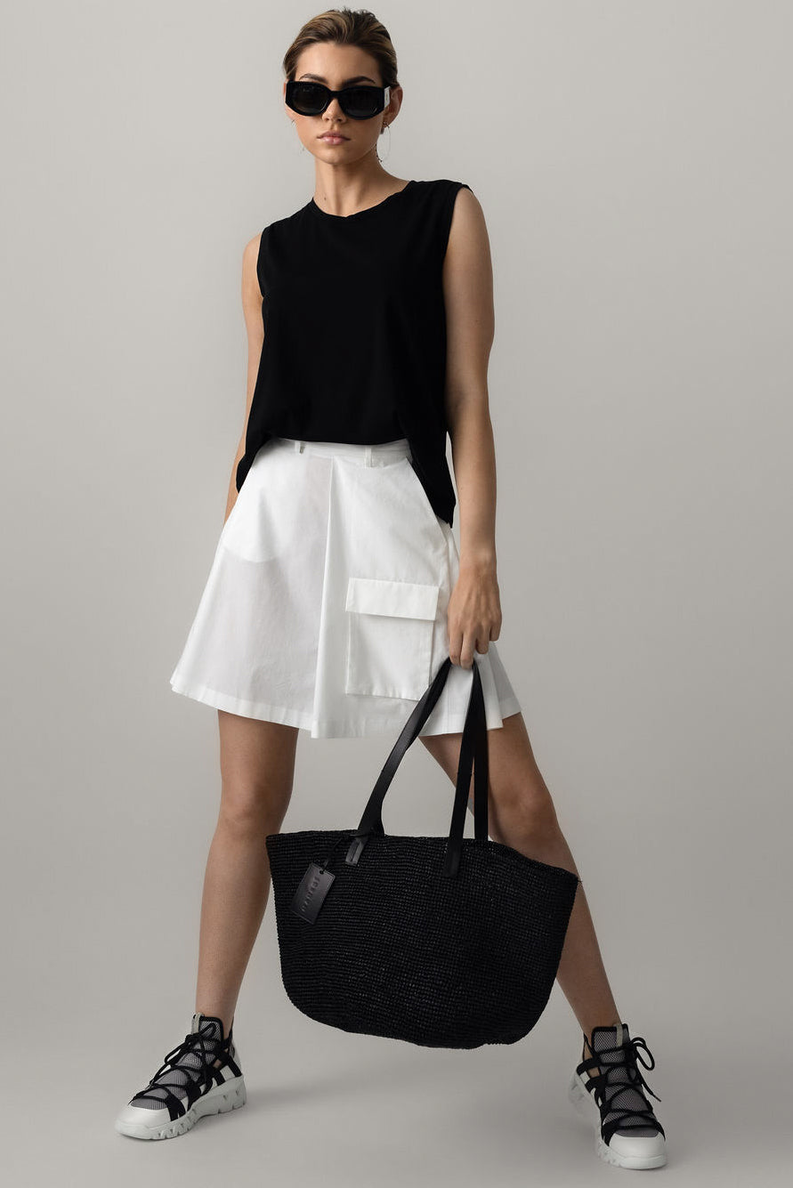 MANEBÍ Basket Bag in Natural Black Raffia