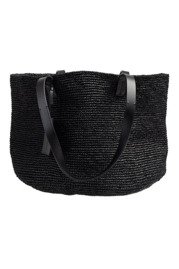 MANEBÍ Basket Bag in Natural Black Raffia