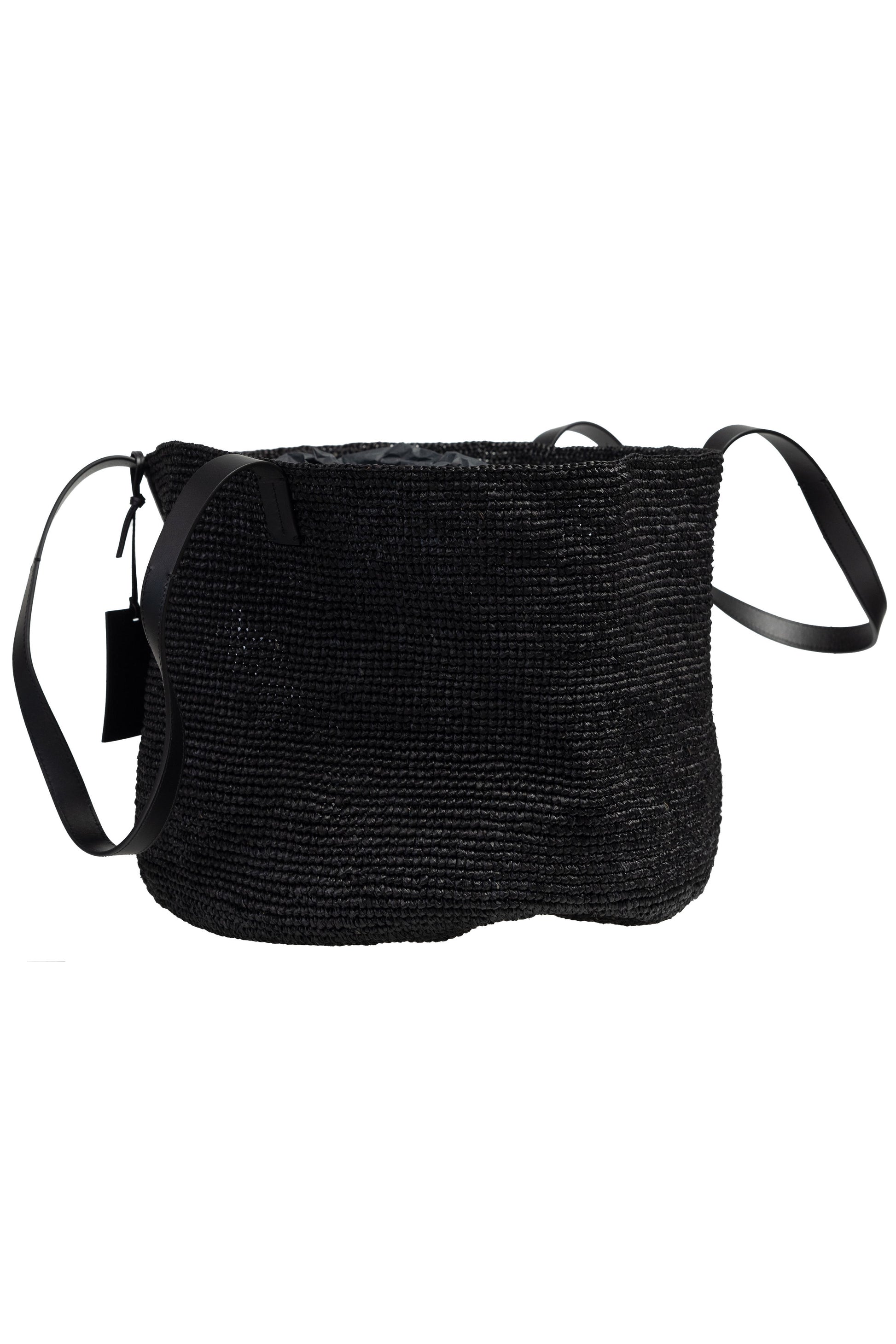 MANEBÍ Basket Bag in Natural Black Raffia