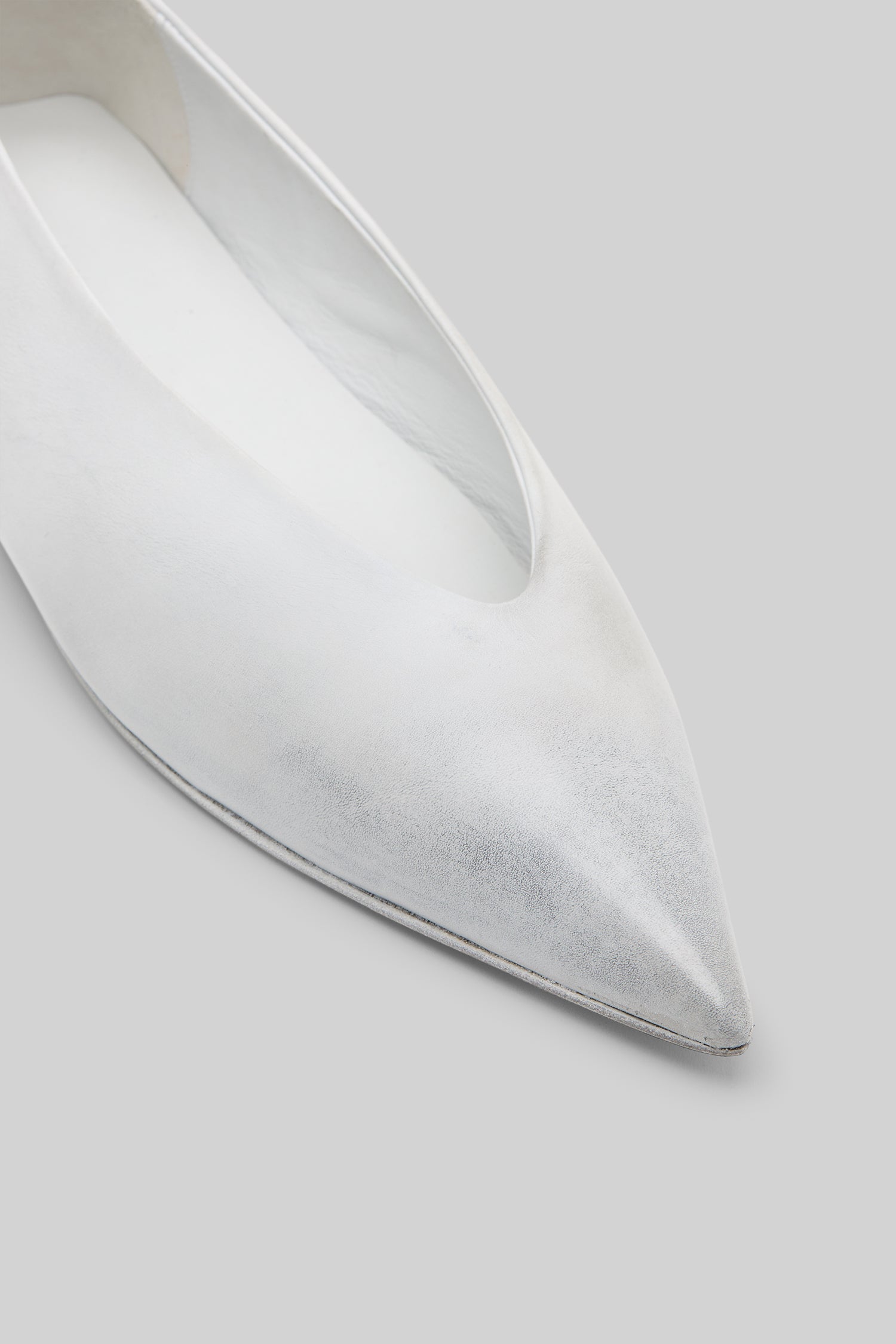 MARSÈLL Ago Derby Ballerina Leather Shoe in Bianco-Grigio
