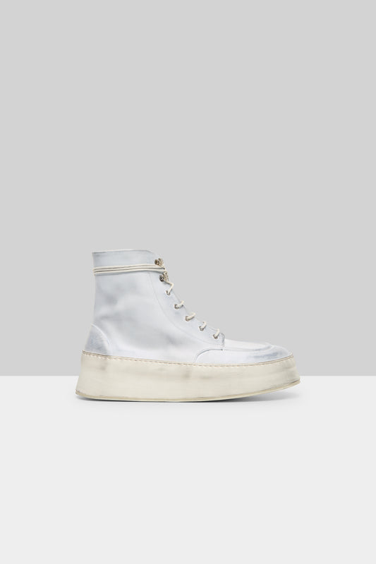 MARSÈLL Cassapana Polacco Leather High Top Shoe in White Grey