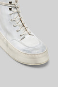 MARSÈLL Cassapana Polacco Leather High Top Shoe in White Grey