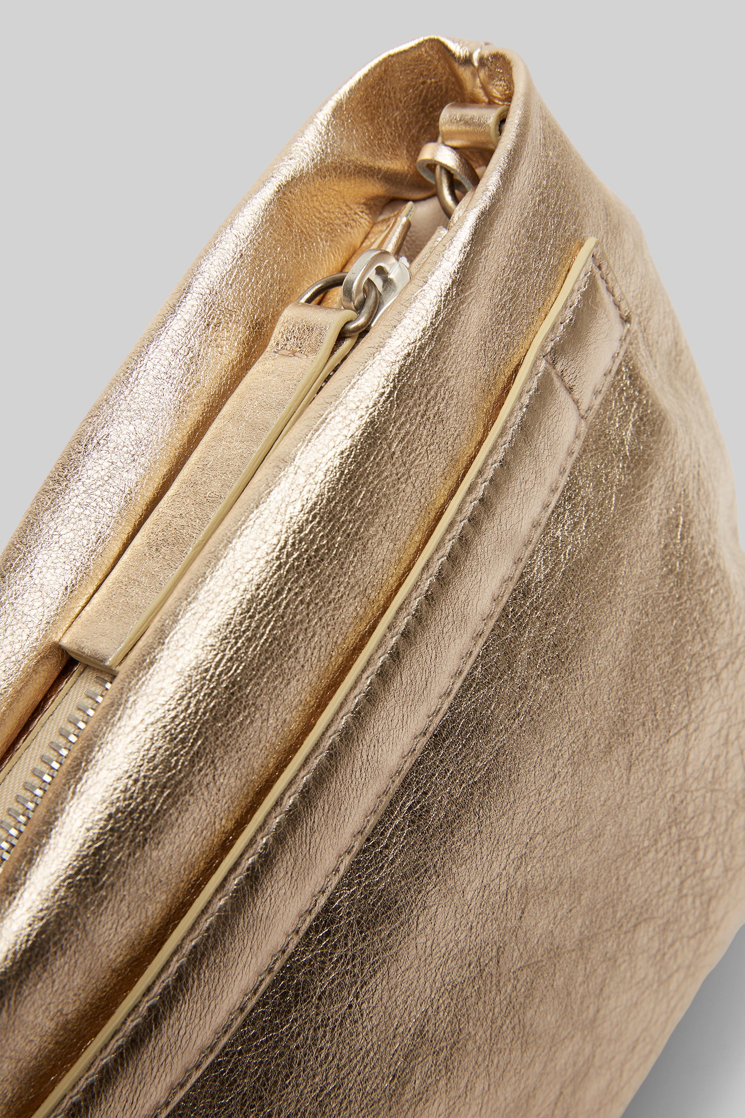 MARSÈLL Fantasmino Leather Clutch Bag in Platinum Foil