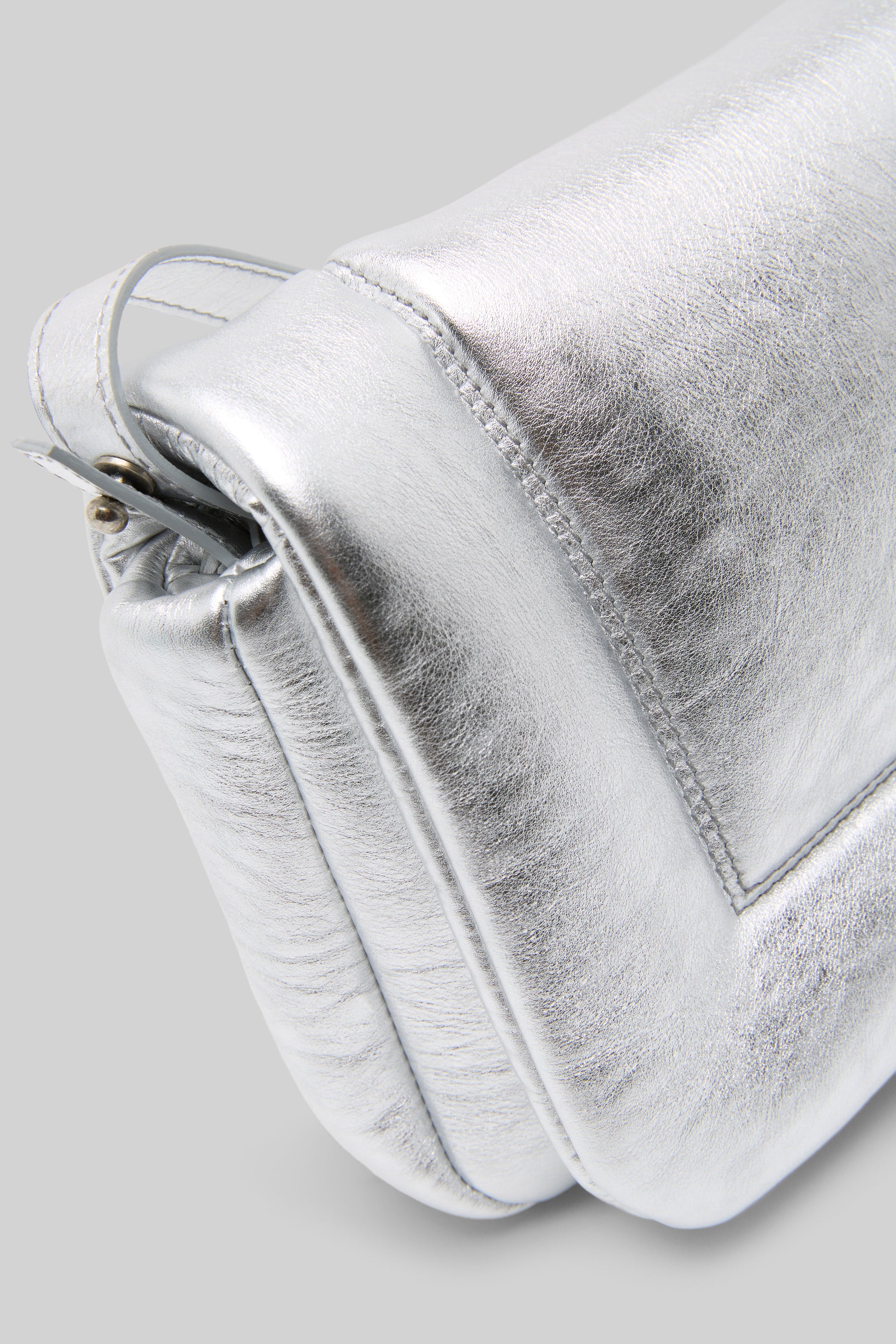 MARSÈLL Riquadro Laminated Leather Clutch Bag in Silver Foil