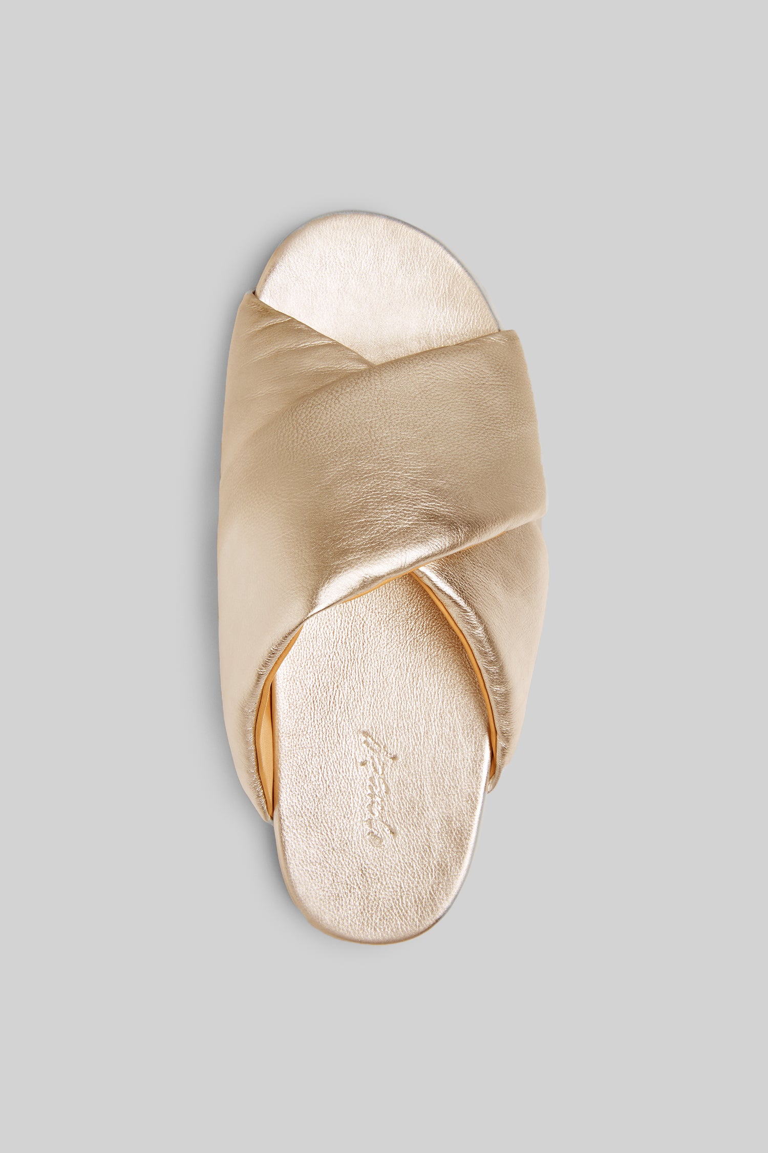 MARSÈLL Spanciata Laminated Leather Slide Sandal in Platino