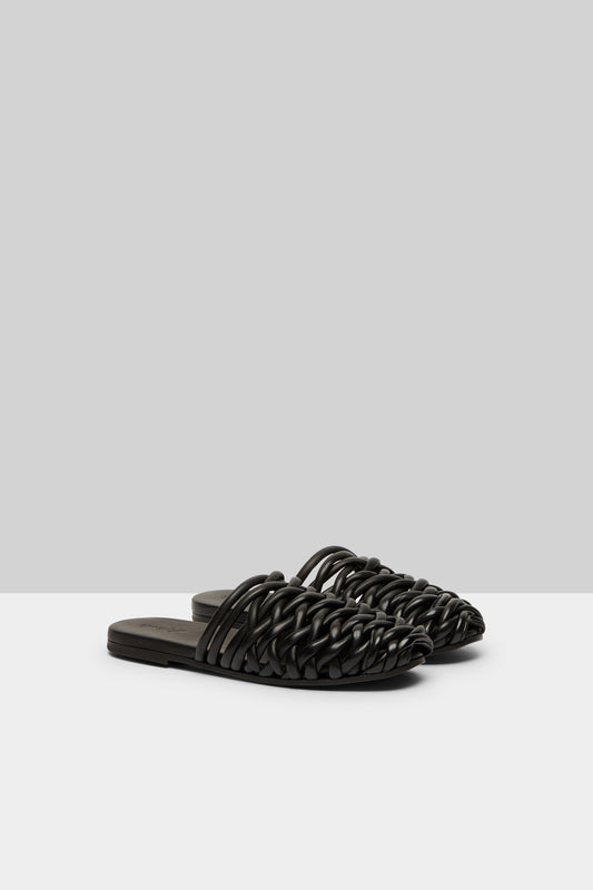 MARSĆLL Steccoblocco Leather Mule Sandal in Nero