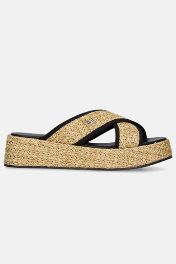 MAX MARA Braies Platform Slides in Beige and Black