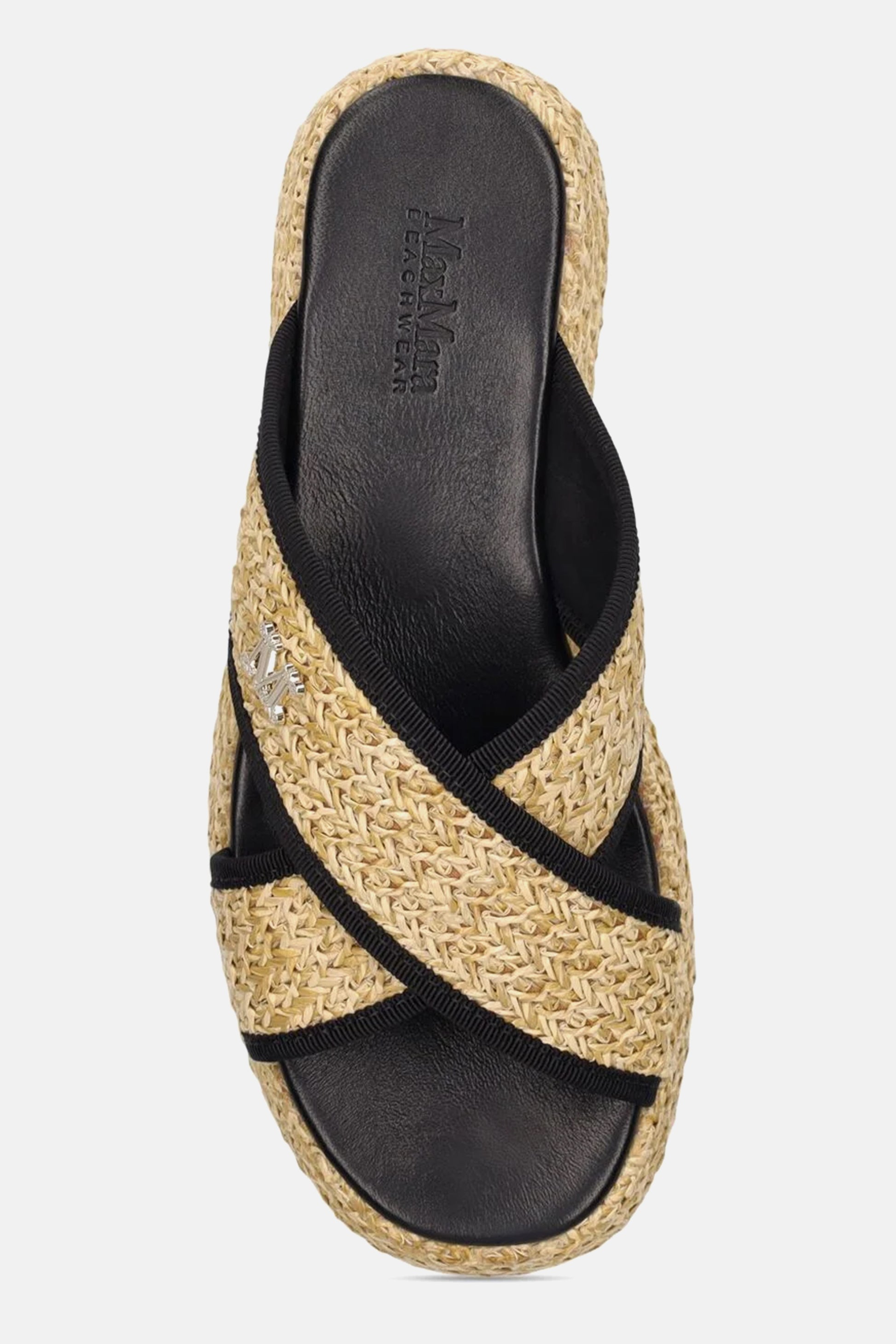 MAX MARA Braies Platform Slides in Beige and Black