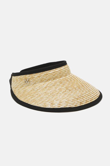 MAX MARA LEISURE Manila Straw Visor Hat in Honey Black