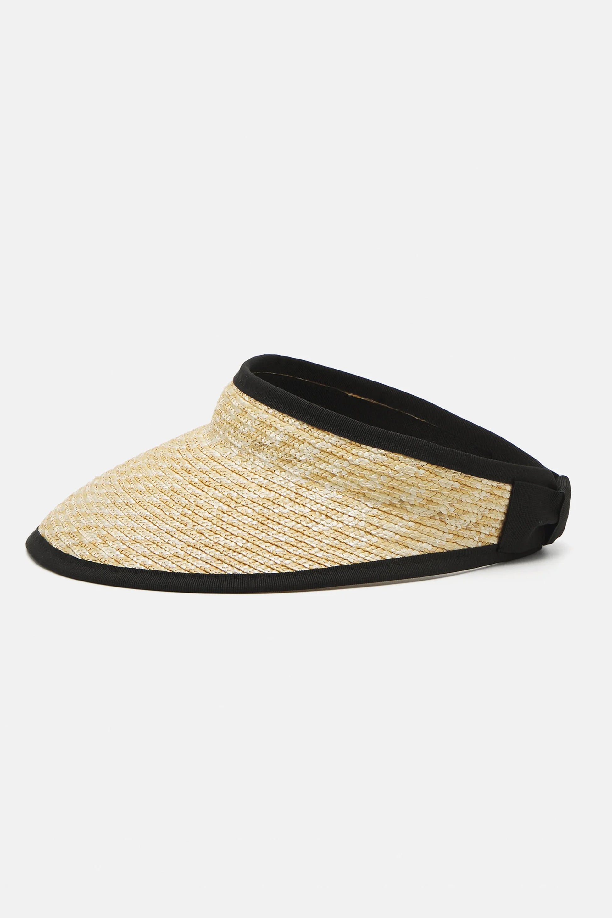 MAX MARA LEISURE Manila Straw Visor Hat in Honey Black