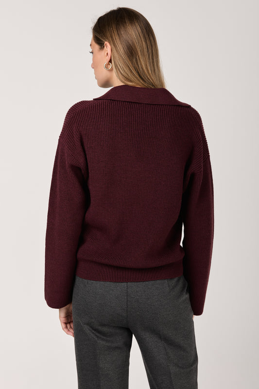 Acceso Wool Sweater in Bordeaux