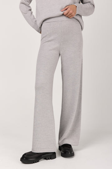 Hamburg Wool Knitted Trouser Pant in Light Grey