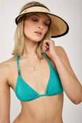 MAX MARA LEISURE Alea Bikini Bathing Suit Top in Green Lurex