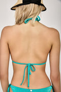 MAX MARA LEISURE Alea Bikini Bathing Suit Top in Green Lurex