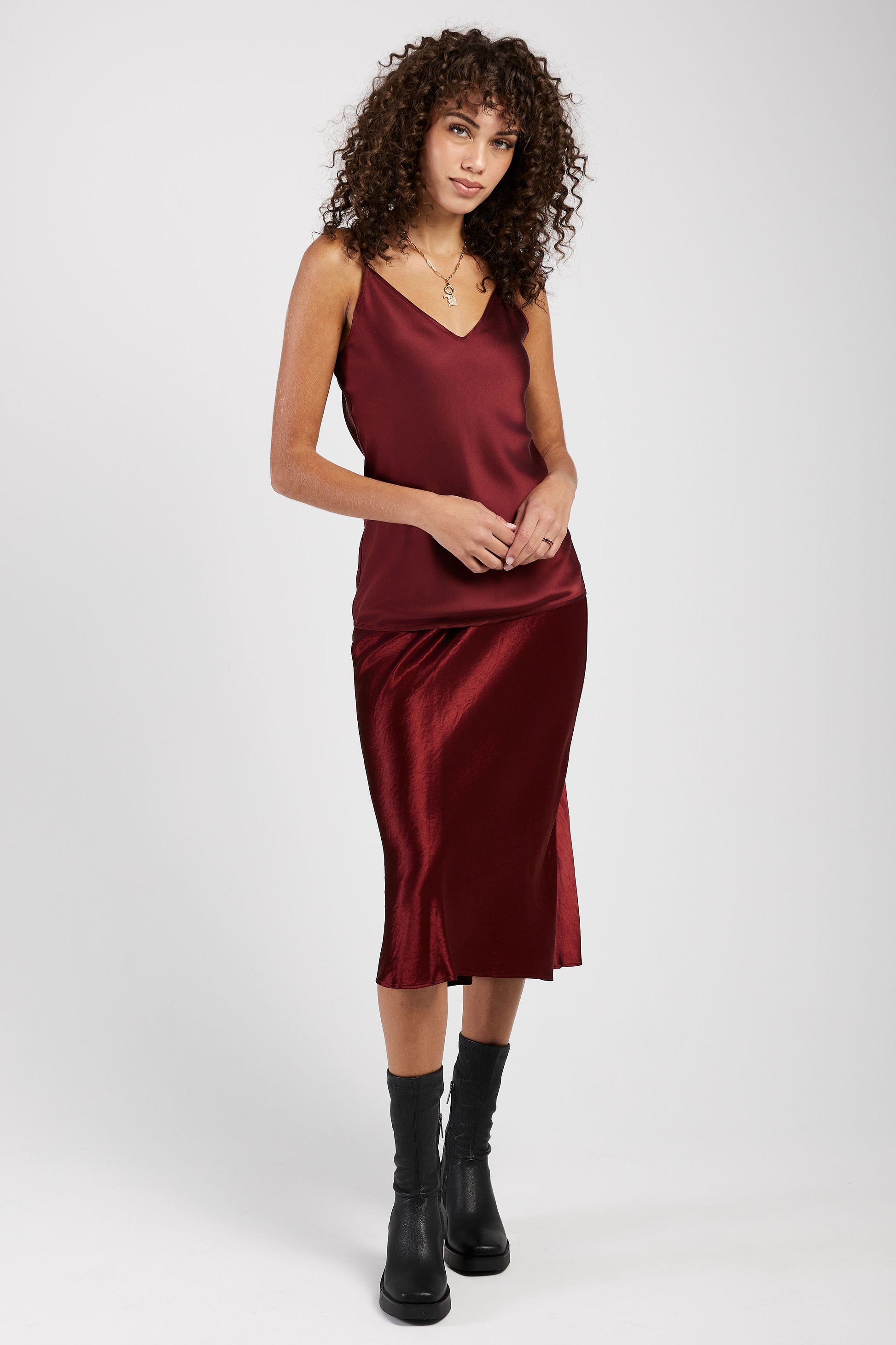 MAX MARA LEISURE Luca Silk Camisole Top in Brick Red
