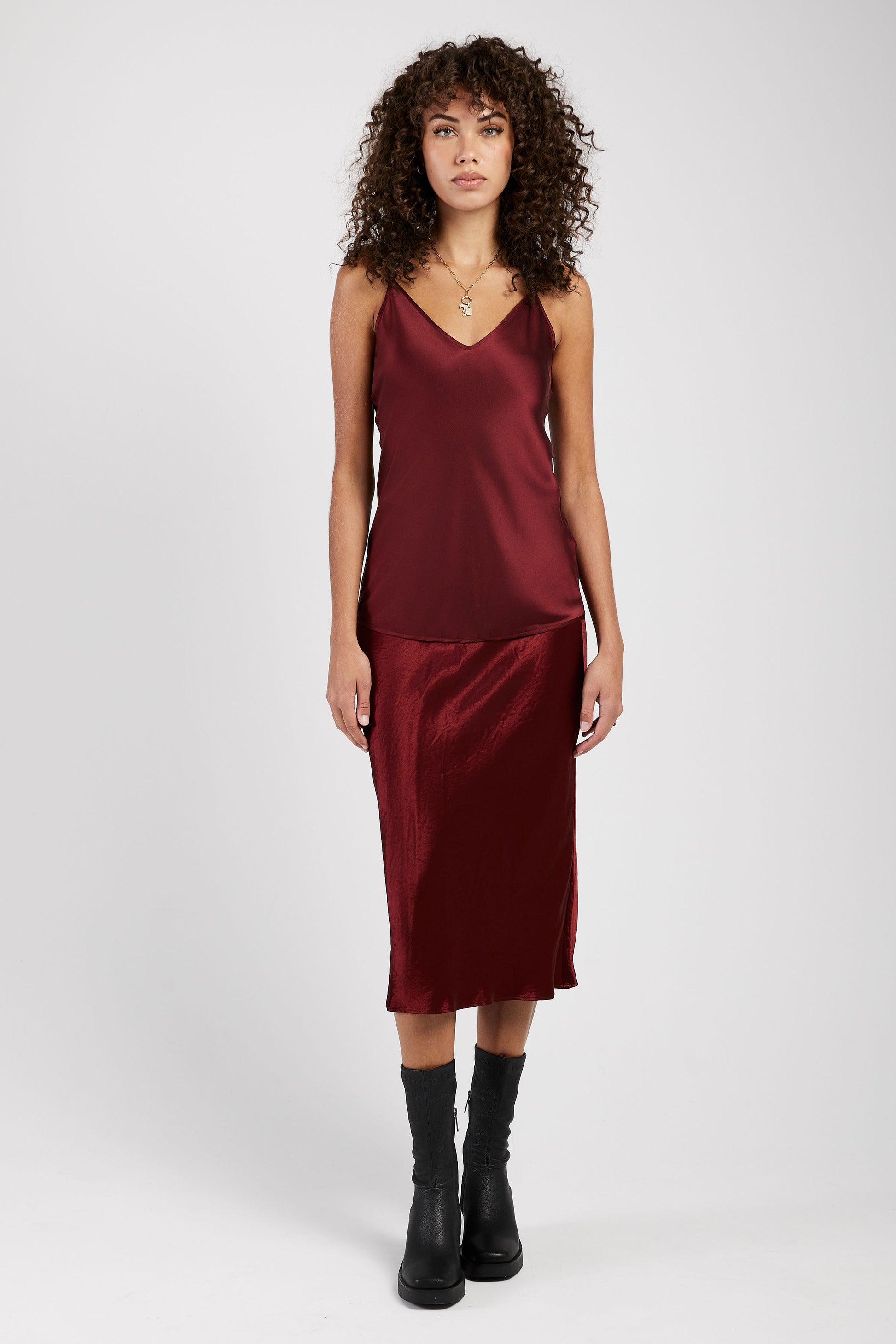 MAX MARA LEISURE Luca Silk Camisole Top in Brick Red