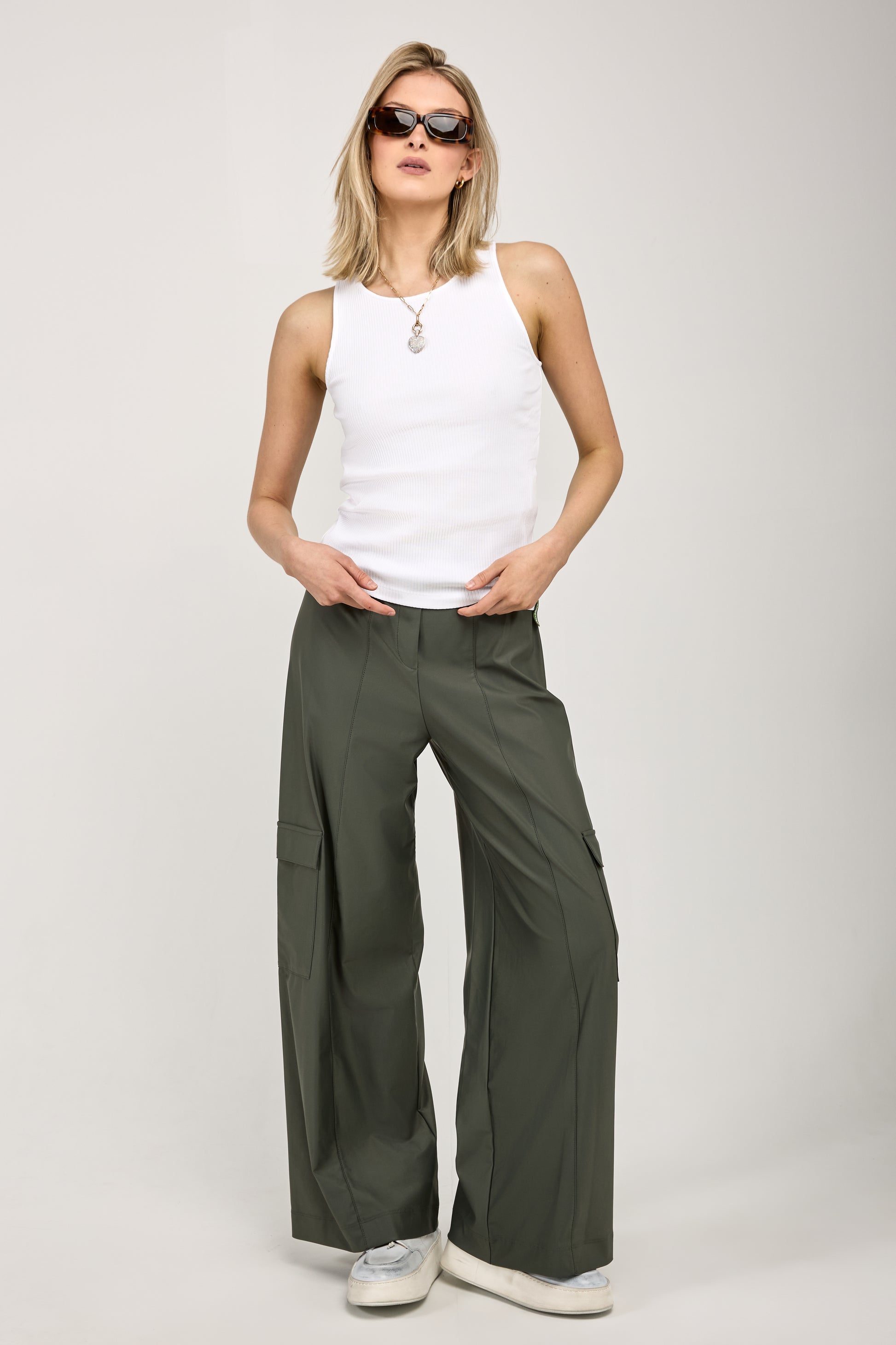 MAX MARA LEISURE Teseo Satin Jersey Cargo Pant in Dark Green